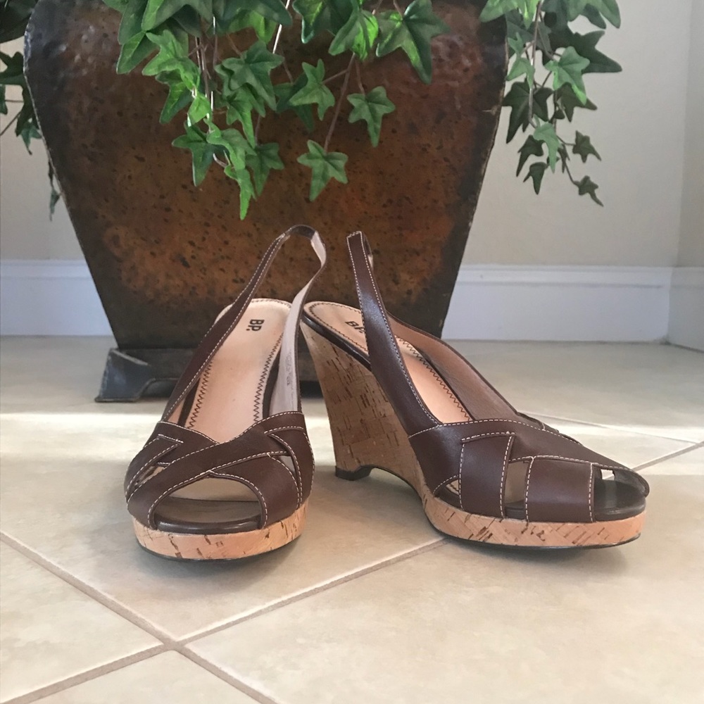 Nordstrom BP Leather Platform Wedge Sandal